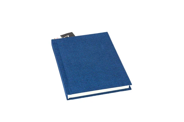 Notebook azul isolado no fundo branco — Fotografia de Stock