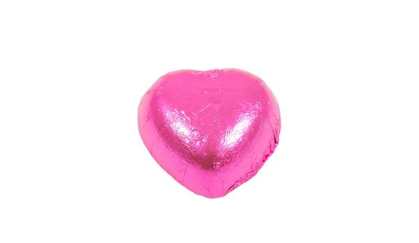 Розовый шоколад сердца конфеты изолированы на белом — стоковое фото
