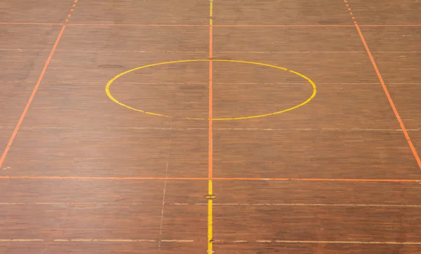 Drewniana podłoga boisko do koszykówki — Zdjęcie stockowe