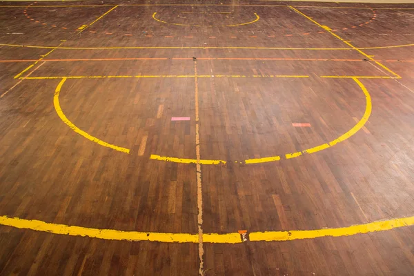 Houten vloer basketbalveld — Stockfoto