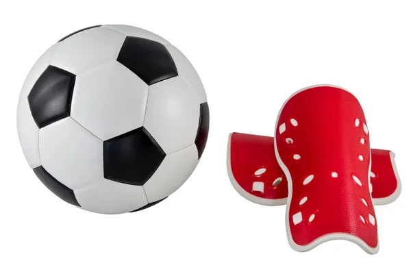 Fußball und Schienbeinschoner — Stockfoto