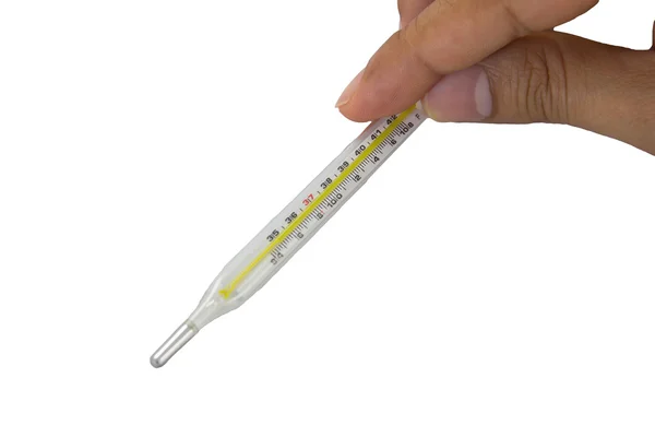 Проведение клинического термометра — стоковое фото