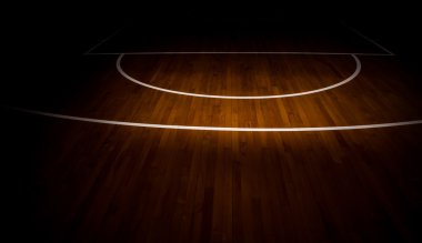 ahşap zemin basketbol sahası ile ışık efekti