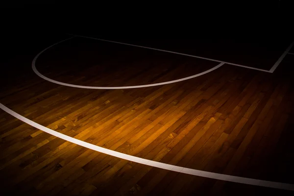 Ξύλινο πάτωμα γήπεδο μπάσκετ — Φωτογραφία Αρχείου