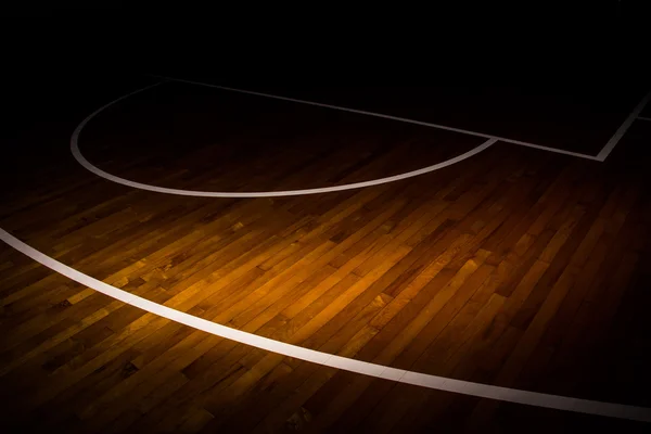 Wooden floor basketball court — Stock Photo, Image