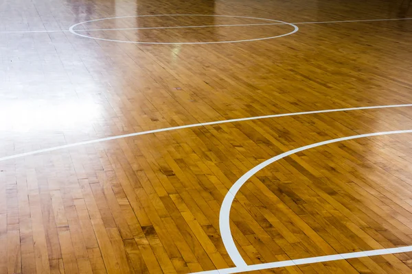 Suelo de madera cancha de baloncesto — Foto de Stock