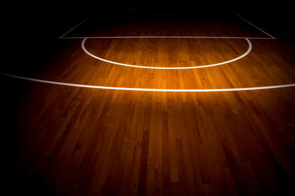 Suelo de madera cancha de baloncesto — Foto de Stock