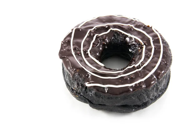 Donut de chocolate no fundo branco — Fotografia de Stock