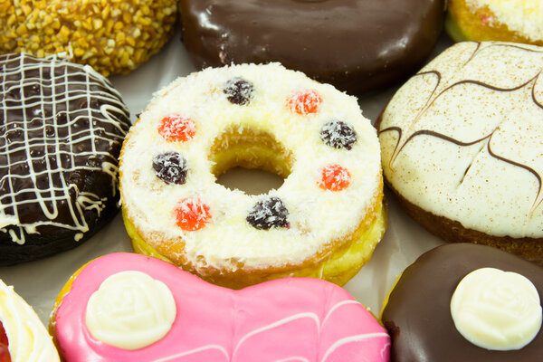 Assorted sweet donuts ,vintage style