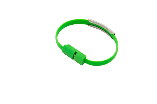 Banda de muñeca cable verde USB —  Fotos de Stock