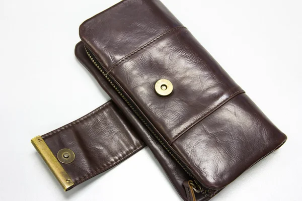 Brown vintage leather wallet — Stock Photo, Image