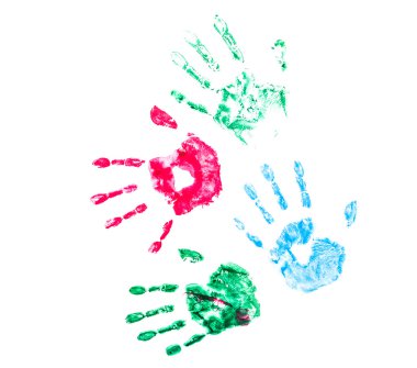 Beyaz arka plan üzerinde renkli el haberi