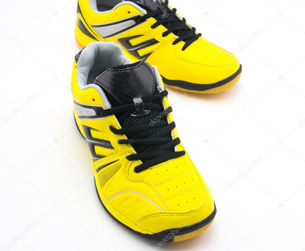 yellow sport shoes