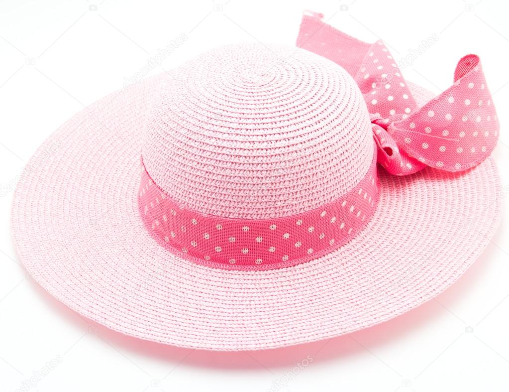 Pink hat on white background