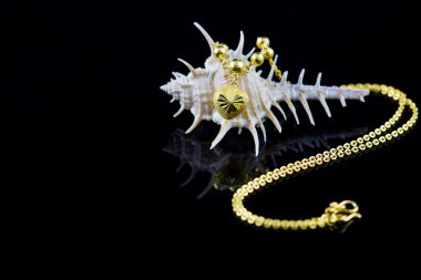 siyah zemin üzerine altın kolye