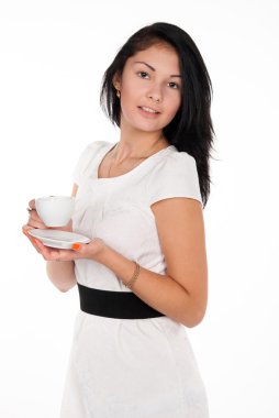 kahve ile pozitif esmer kız