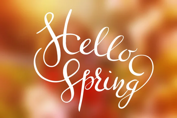 Hello Spring letters on a colorful background Cute lettering design — Stock Photo, Image