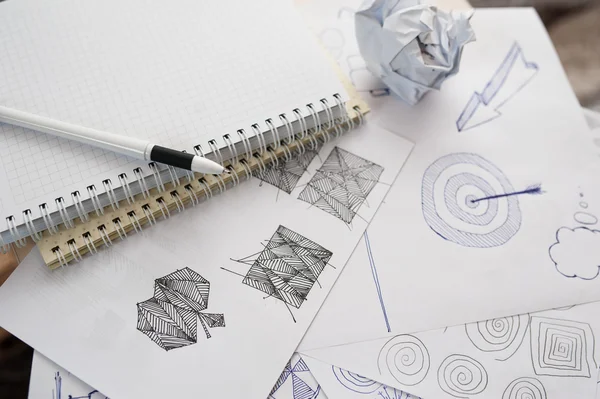 Set freehand drawing sketches on the theme of business — Stock Photo, Image