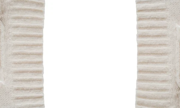 Natal tricotado fundo branco com moldura e lugar para texto — Fotografia de Stock