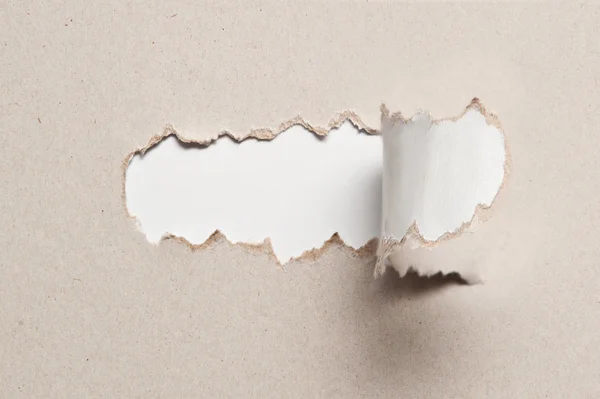 Textura de papel com meio pedaço rasgado de meio e lugar para texto — Fotografia de Stock