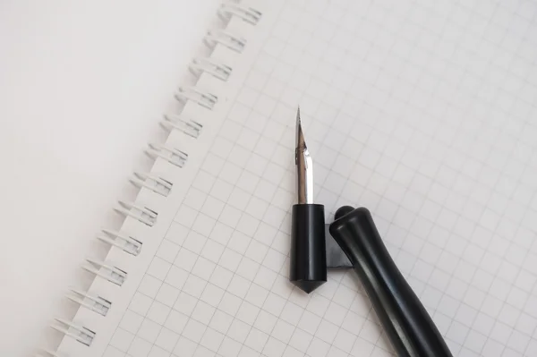 Винтажный пендант. Старая и подержанная письменная ручка с чернильной металлической головкой — стоковое фото