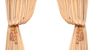 Bej oda içinde perdeleri üzerinde fırça