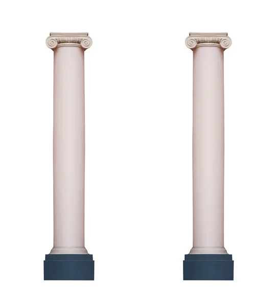 Dwa architektoniczne klasycznego kolumna na białym tle — Zdjęcie stockowe