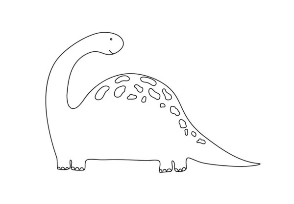 Kleine schattige lijn dinosaurus. Vector illustratie voor het kleuren tekening afbeelding cartoon. Kinderen dino beeld geïsoleerd op wit. Baby monster reptiel voor print, boek, poster, banner — Stockvector
