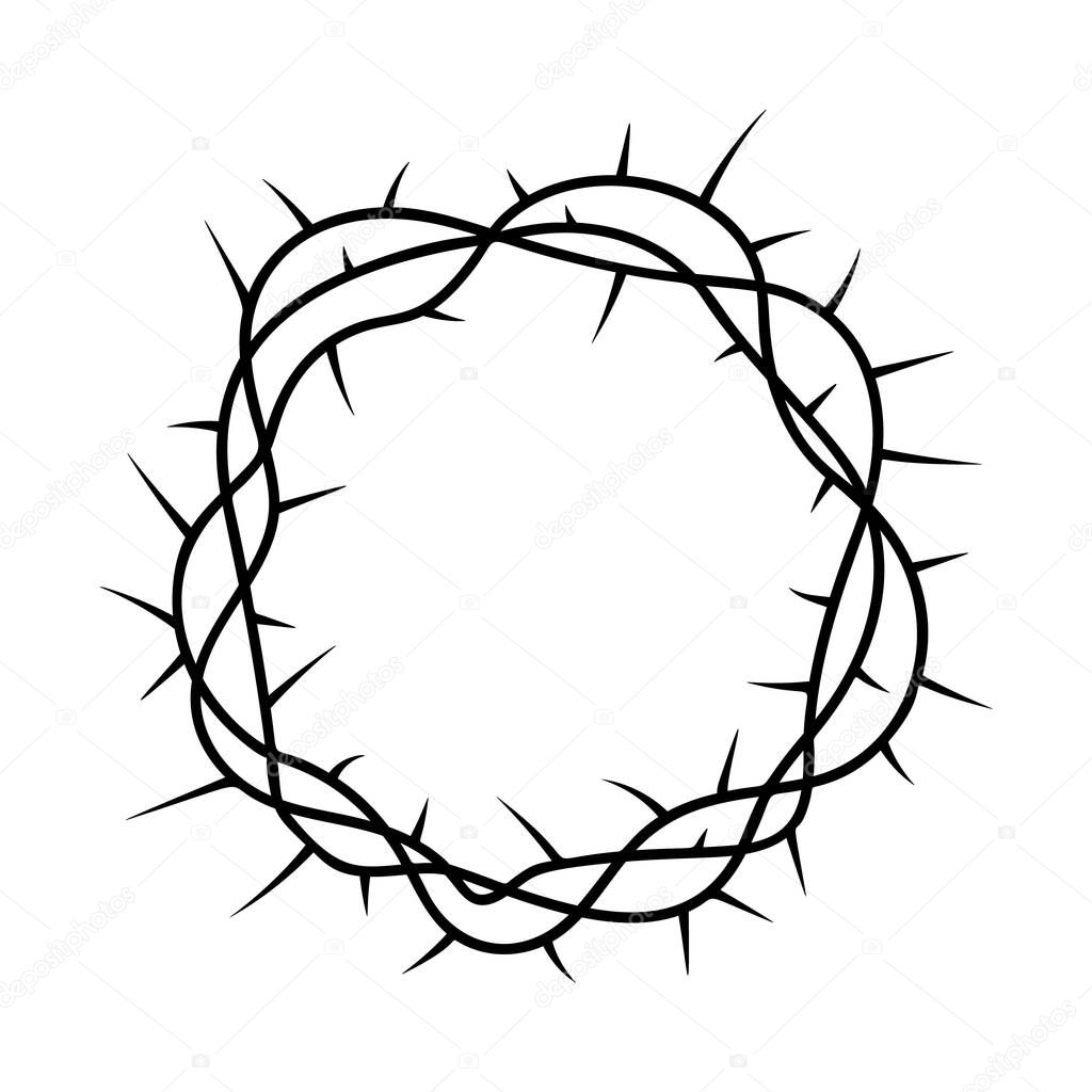 Christian logo crown of thorns religious symbol hand drawn vector illustration sketch on white background