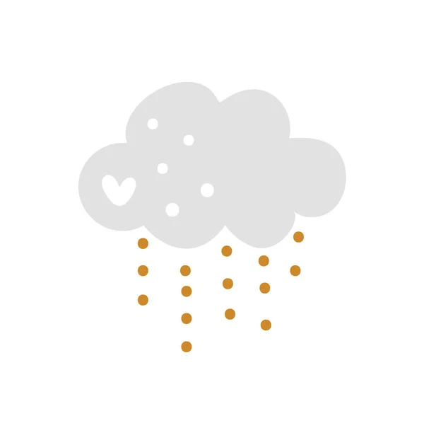 Illustration vectorielle de dessin animé avec nuage de sommeil mignon et pluie de cœurs. Pépinière de style scandinave. Carte Saint-Valentin — Image vectorielle