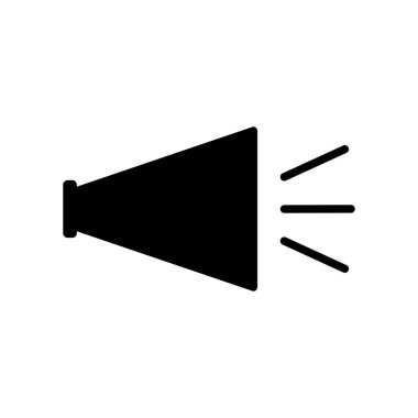 Megafon Vektör simgesi. Tek Simge Grafik Tasarımı. Hoparlör, düz tasarım imzası. Terfi sembolü. İzole edilmiş illüstrasyon Gezintinin ana hatları