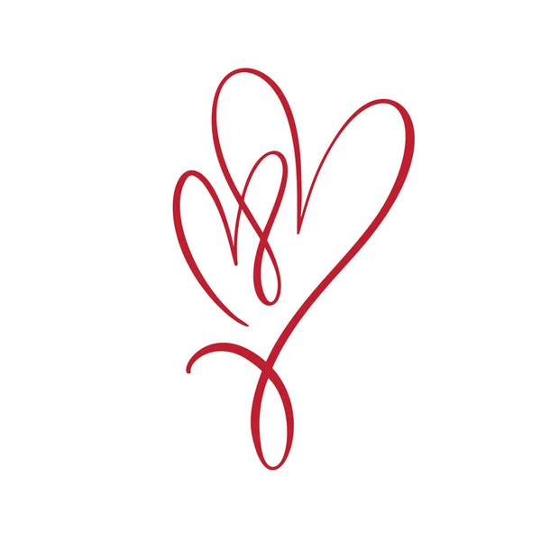 Logo coeur deux amants rouges. Calligraphie vectorielle artisanale. Décor pour carte de vœux, tasse, superpositions de photos, impression de t-shirt, flyer de mariage, poster design pour la Saint-Valentin — Image vectorielle