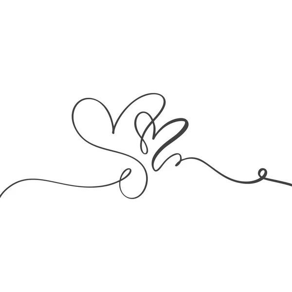 Diviseur vectoriel vintage florissant Valentines Day Hand Drawn Calligraphic Heart. Illustration de calligraphie. Élément Design vacances Saint-Valentin. Icône décoration d'amour pour le web, mariage et impression — Image vectorielle