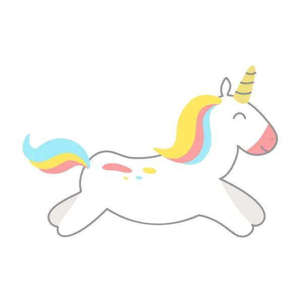 Vektor tangan lucu ditarik unicorn. Ilustrasi kartun. Karakter gaya trendi desain datar. Sempurna untuk desain bayi dan anak-anak, t-shirt, dekorasi kamar bayi, poster, kartu ucapan - Stok Vektor