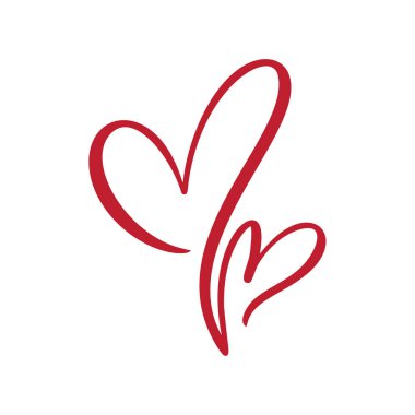 İki kızıl aşığın kalbi. Valentine kartı el yapımı vektör kaligrafisi. Tebrik kartı, fotoğraf kaplamaları, tişört baskısı, broşür, poster tasarımı için dekor
