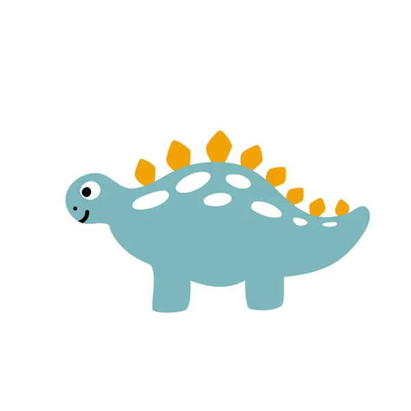 En söt dinosaurie. Vektor skandinaviska illustration för färgläggning ritning bild tecknad. Barn dino bild isolerad på vitt. Baby monster reptil för tryck, bok, affisch, banner färg — Stock vektor