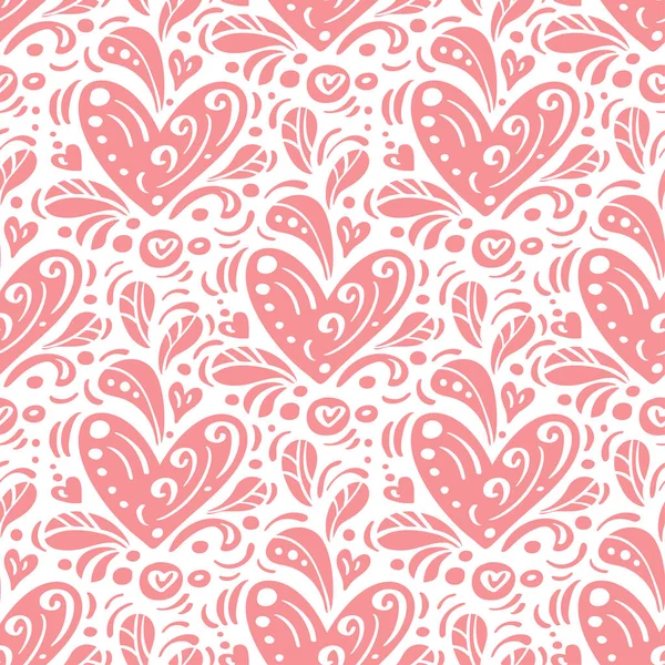 Vektor Nahtlose Muster Mit Herzen Romantische Dekorative Grafische Hintergrund Valentinstag — Stockvektor