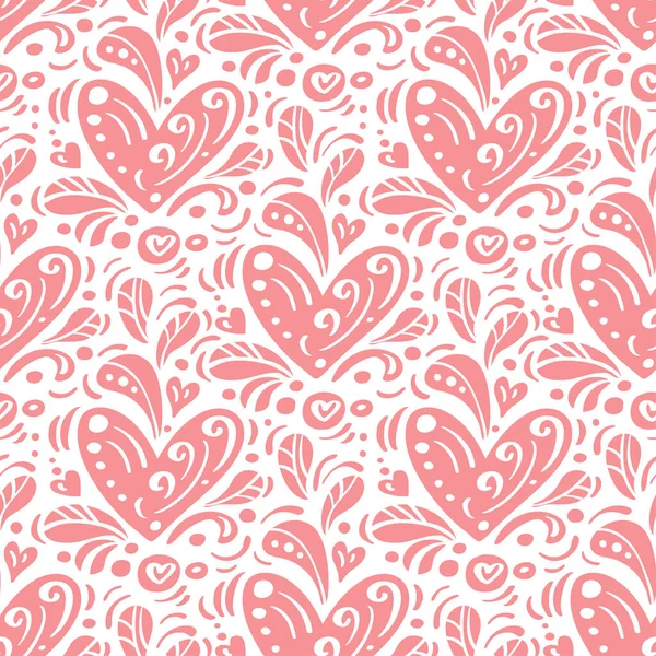 Patrón Sin Costura Vectorial Con Corazones Fondo Gráfico Decorativo Romántico — Vector de stock