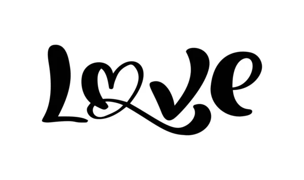 Texto Manuscrito Del Logotipo Del Vector Amor Corazón Feliz Tarjeta — Vector de stock