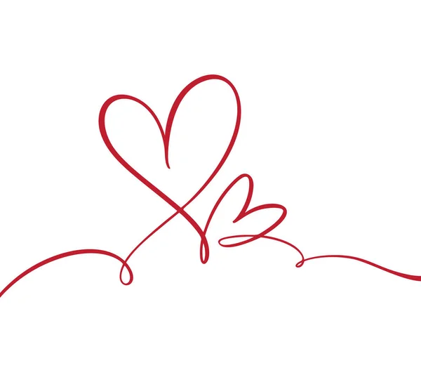 Fourish Vintage Vector Divider Valentines Day Hand Drawn Calligraphic Heart — 스톡 벡터