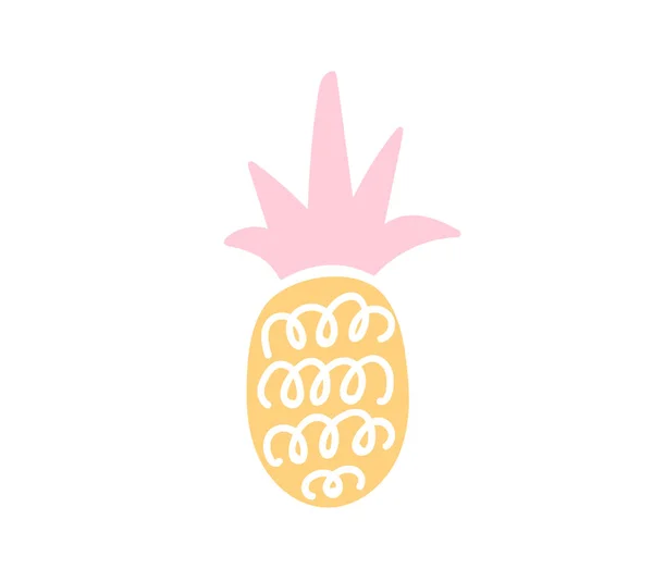 Mignon Créatif Rose Doodle Ananas Scandinave Élégant Imprimable Avec Des — Image vectorielle