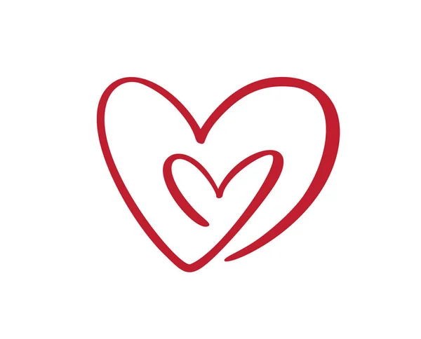 İki gösterişli el çizilmiş kalp. Vektör, sevgililer günü kartının el yapımı aşk kaligrafisini kesti. Selamlama, logo, fotoğraf kaplamaları, kesme, el ilanı, poster tasarımı için dekorasyon — Stok Vektör