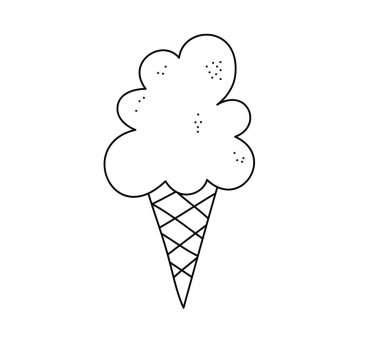 Dondurma çizgisi ikonu. Web tasarımı veya mobil uygulama için tek bir yüksek kaliteli fast food sembolü. Tasarım logosu, ziyaret kartı vs. için ince çizgili dondurma işaretleri. Dondurmanın ana hatlarını çiz