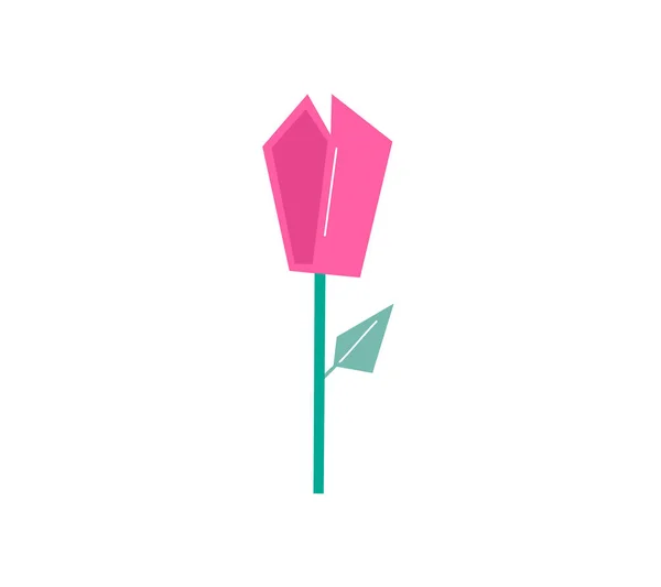 Vector estilizado flor de cristal tulipán primavera. Geometría ilustración arte poligonal. Imagen floral geométrica decorativa de verano para saludar tarjeta de San Valentín o póster, bandera de vacaciones — Archivo Imágenes Vectoriales