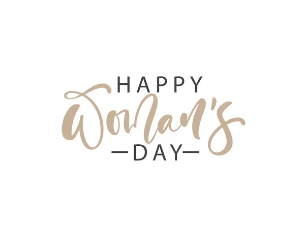 Feliz Día de las Mujeres. Texto de caligrafía de felicitación. Letras para el Día de la Mujer. Se puede utilizar para tarjetas de felicitación, póster o banner. ilustración Aislado sobre fondo blanco — Vector de stock