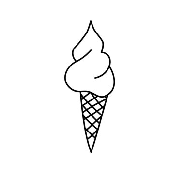 Dondurma ikonu vektörü. Tatlı yemek sembolü izole edilmiş. Moda düz tabela tasarımı. Web sitesi ve mobil uygulama için ince doğrusal buzlu grafiksel resim grafiği. Logo illüstrasyonu