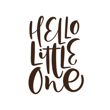 Merhaba Ufaklık, el yazısıyla kaligrafi vektör harfleri yazan metin. El çizimi bebek harfleri alıntısı. Greting kartı, tişört, afiş ve poster için illüstrasyon