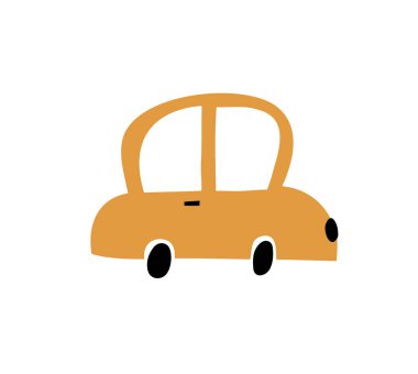 Vector Hand güzel pastel bir araba çizmiş. Çocuklar beyaza izole edilmiş tasarım elementleri. Doodle karikatür İskandinav stili Illustration