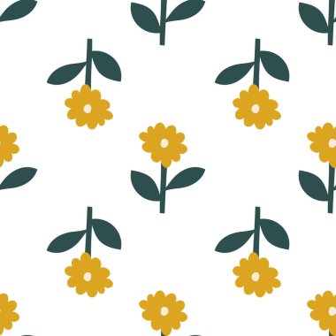 İskandinav bahar çiçeği taşıyıcı çocukları bebek partisi ve tekstil tasarımı için kusursuz arkaplan deseni. İskandinav duvar kağıdı, dolgular ve web sayfası arkaplanı için basit doku