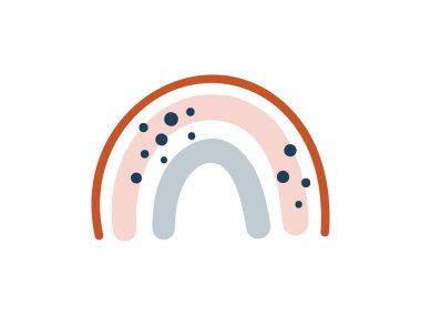 Şirin bebek vektör gökkuşağı. Beyaz arka planda izole edilmiş İskandinav tarzı. Giysi, poster, çocuk odası dekorasyonu için çocukça baskılar.